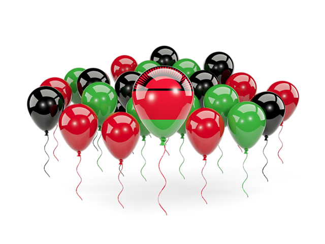 Balloons with colors of flag. Download flag icon of Malawi at PNG format