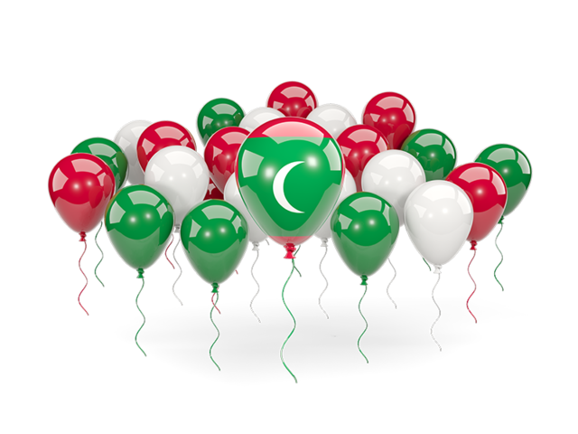 Balloons with colors of flag. Download flag icon of Maldives at PNG format