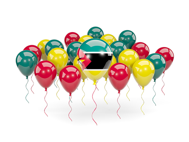Balloons with colors of flag. Download flag icon of Mozambique at PNG format