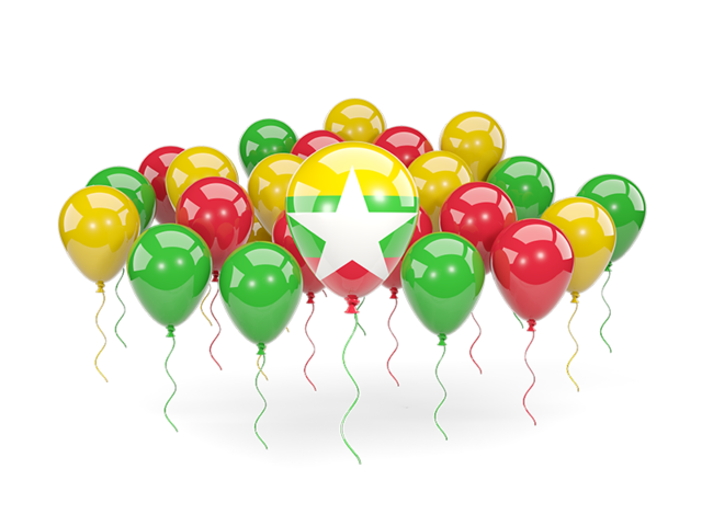 Balloons with colors of flag. Download flag icon of Myanmar at PNG format