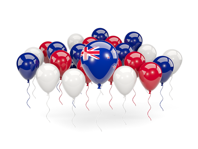 Balloons with colors of flag. Download flag icon of New Zealand at PNG format