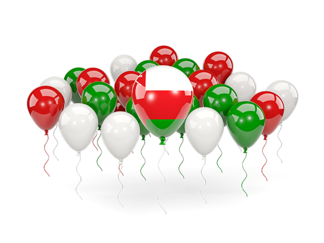 Balloons with colors of flag. Download flag icon of Oman at PNG format