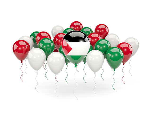 Balloons with colors of flag. Download flag icon of Palestinian territories at PNG format