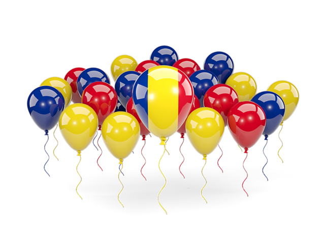 Balloons with colors of flag. Download flag icon of Romania at PNG format