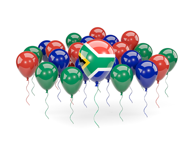 Воздушные шары с цветами флага. Скачать флаг. ЮАР