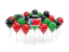 South Sudan. Balloons with colors of flag. Download icon.