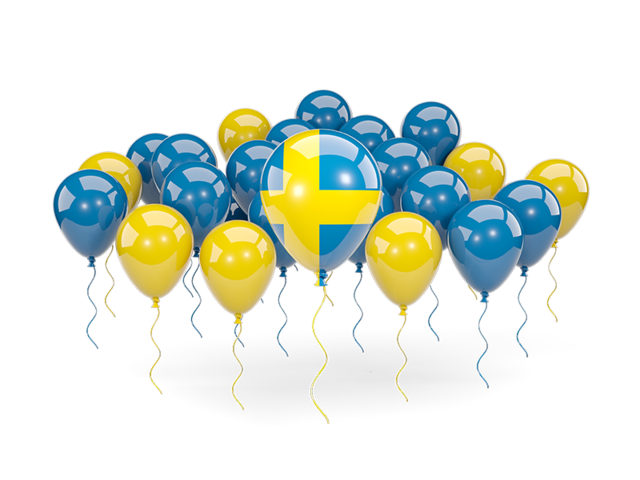 Balloons with colors of flag. Download flag icon of Sweden at PNG format