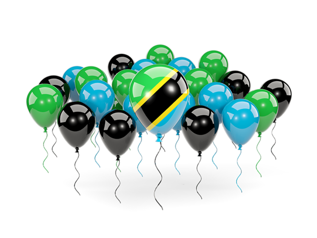 Balloons with colors of flag. Download flag icon of Tanzania at PNG format