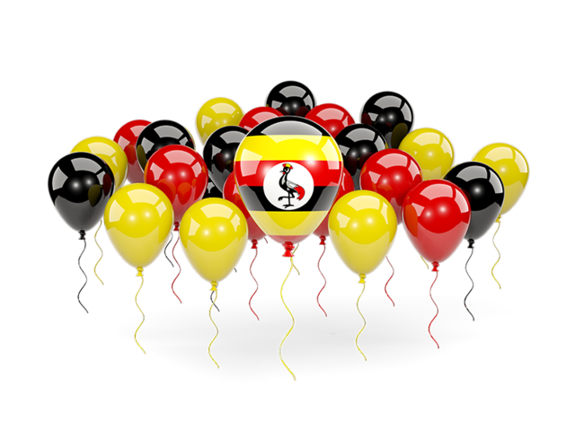 Balloons with colors of flag. Download flag icon of Uganda at PNG format