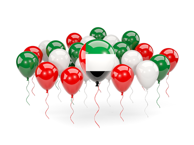 Balloons with colors of flag. Download flag icon of United Arab Emirates at PNG format