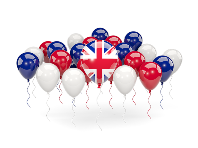 Воздушные шары с цветами флага. Скачать флаг. Великобритания