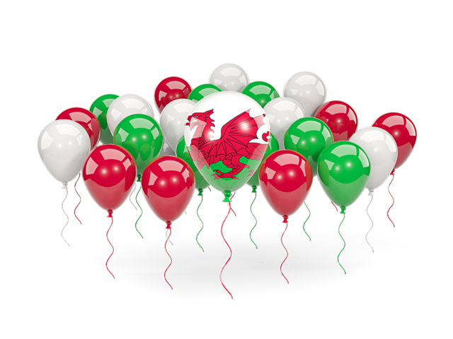 Balloons with colors of flag. Download flag icon of Wales at PNG format