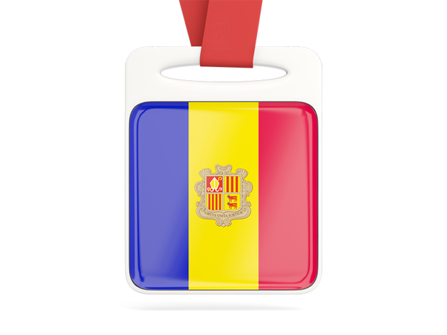 Card with ribbon. Download flag icon of Andorra at PNG format