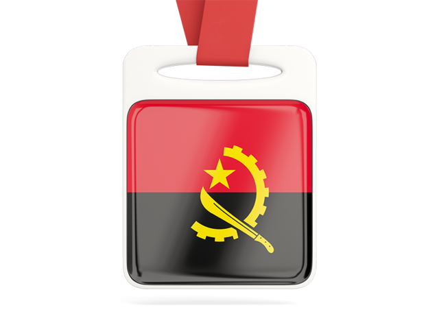 Card with ribbon. Download flag icon of Angola at PNG format