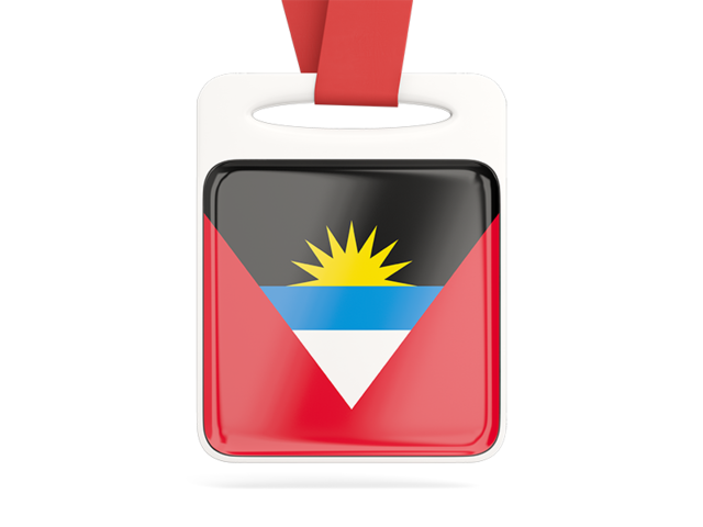 Card with ribbon. Download flag icon of Antigua and Barbuda at PNG format