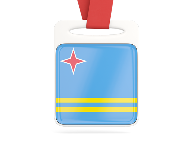 Card with ribbon. Download flag icon of Aruba at PNG format