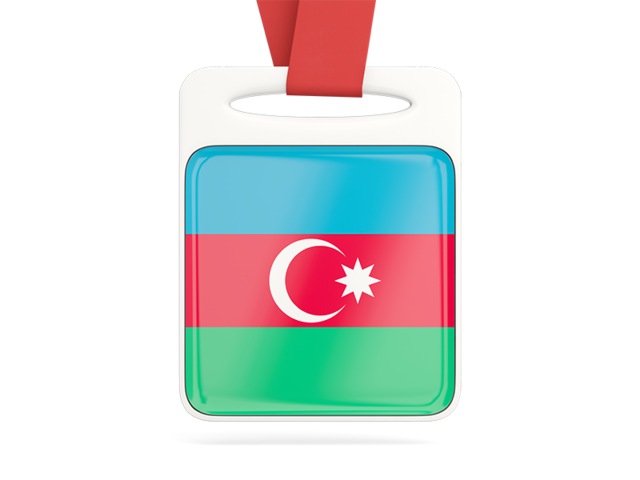 Card with ribbon. Download flag icon of Azerbaijan at PNG format
