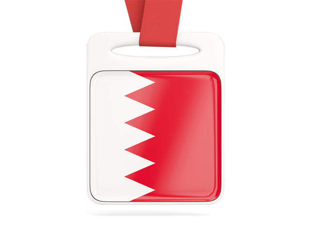 Card with ribbon. Download flag icon of Bahrain at PNG format