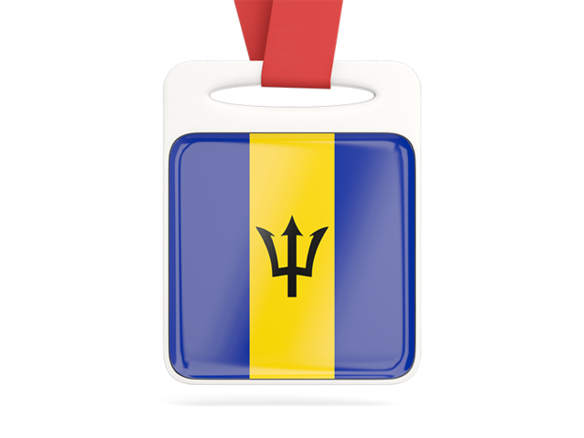 Card with ribbon. Download flag icon of Barbados at PNG format