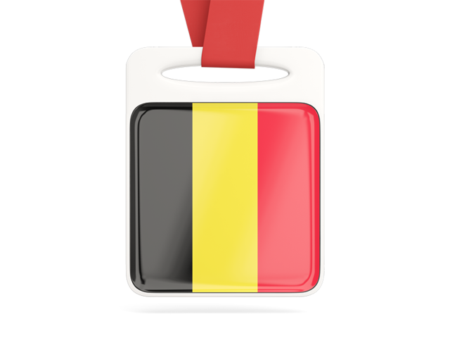 Card with ribbon. Download flag icon of Belgium at PNG format