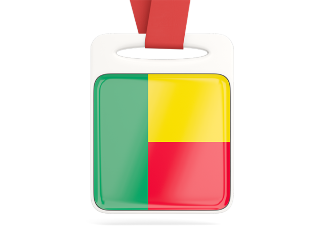 Card with ribbon. Download flag icon of Benin at PNG format