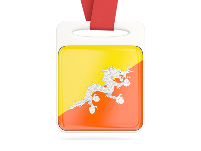 Card with ribbon. Download flag icon of Bhutan at PNG format