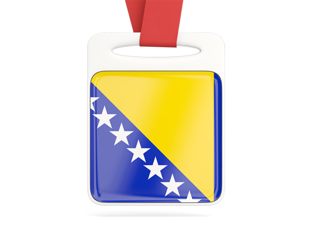 Card with ribbon. Download flag icon of Bosnia and Herzegovina at PNG format