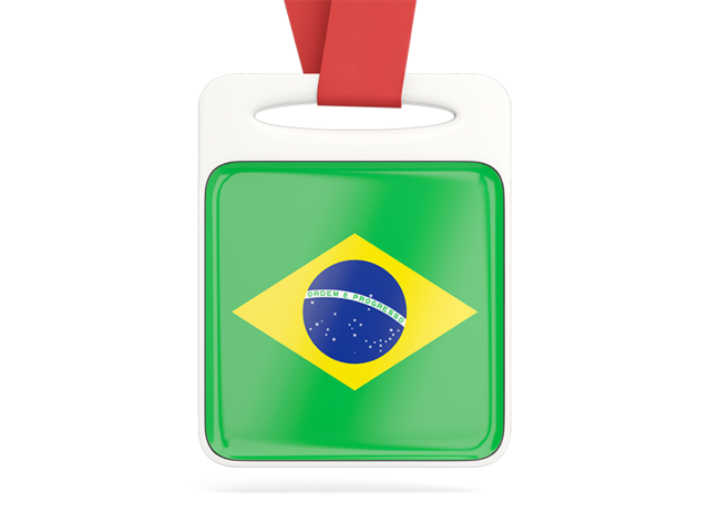 Card with ribbon. Download flag icon of Brazil at PNG format