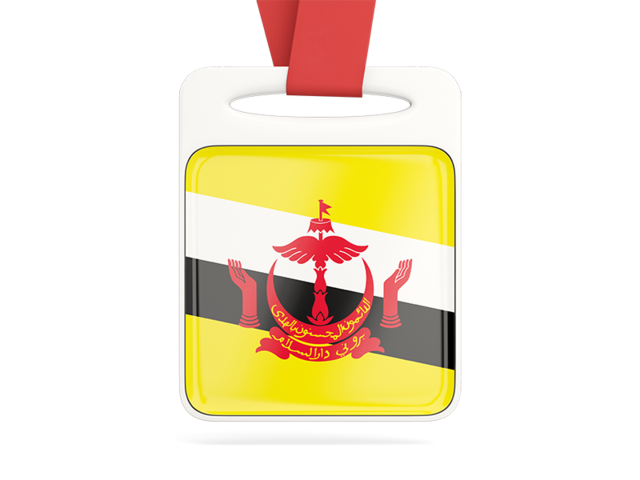 Card with ribbon. Download flag icon of Brunei at PNG format