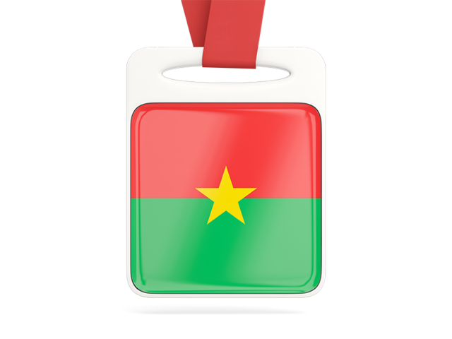 Card with ribbon. Download flag icon of Burkina Faso at PNG format