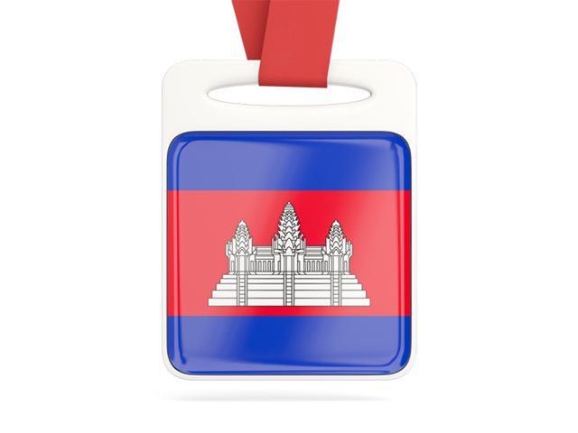 Card with ribbon. Download flag icon of Cambodia at PNG format