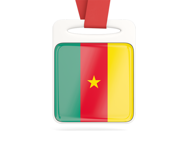 Card with ribbon. Download flag icon of Cameroon at PNG format
