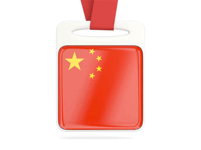 Card with ribbon. Download flag icon of China at PNG format