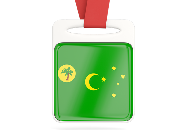 Card with ribbon. Download flag icon of Cocos Islands at PNG format