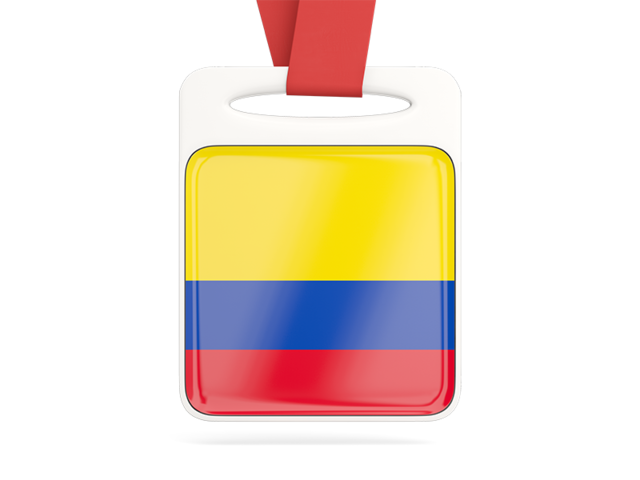 Card with ribbon. Download flag icon of Colombia at PNG format
