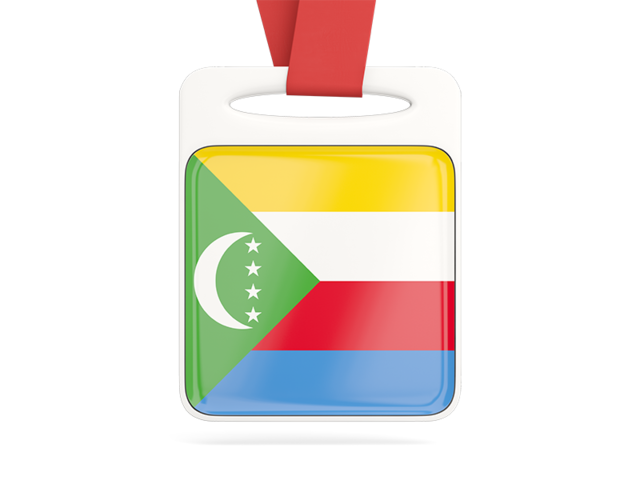 Card with ribbon. Download flag icon of Comoros at PNG format