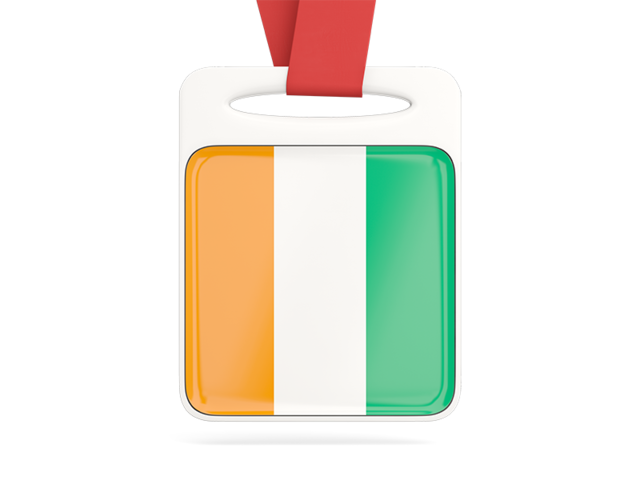 Card with ribbon. Download flag icon of Cote d'Ivoire at PNG format