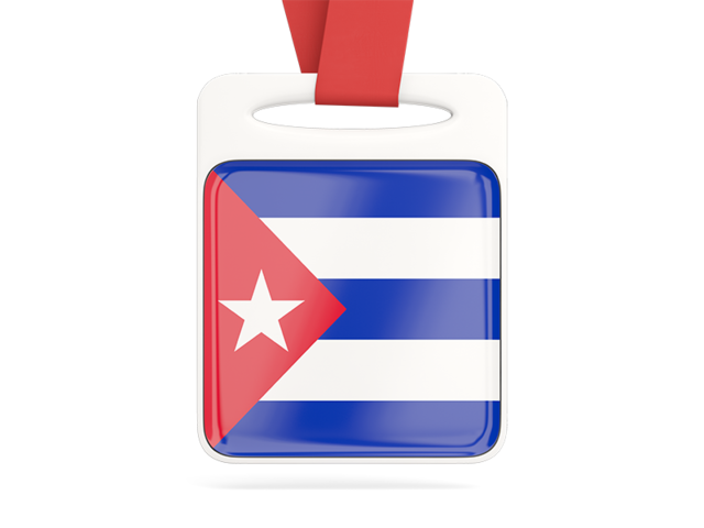 Card with ribbon. Download flag icon of Cuba at PNG format