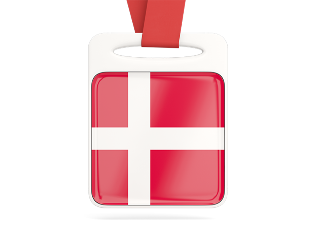 Card with ribbon. Download flag icon of Denmark at PNG format