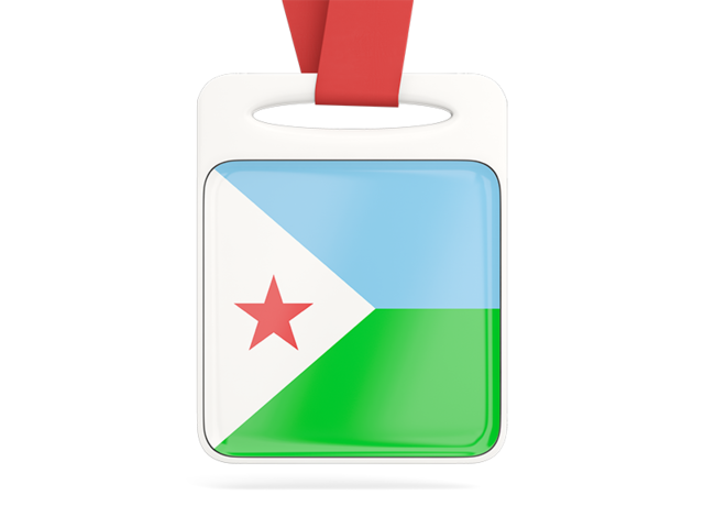 Card with ribbon. Download flag icon of Djibouti at PNG format