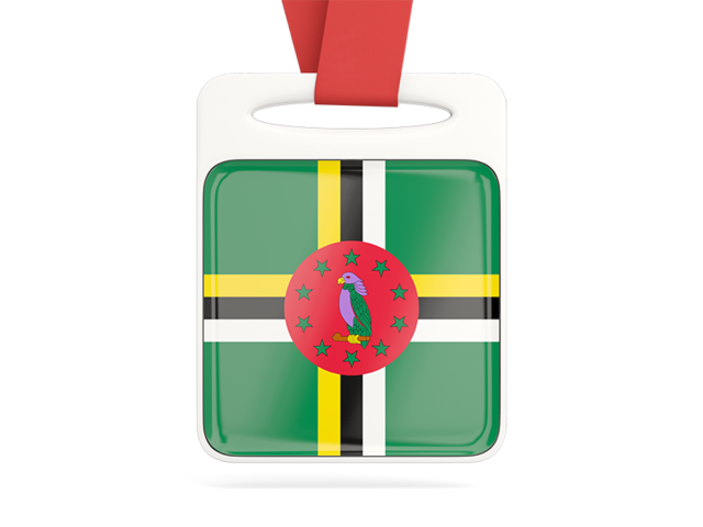 Card with ribbon. Download flag icon of Dominica at PNG format