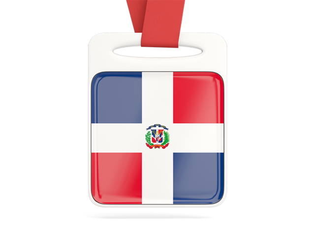 Card with ribbon. Download flag icon of Dominican Republic at PNG format