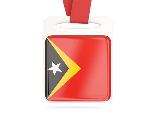 Card with ribbon. Download flag icon of East Timor at PNG format