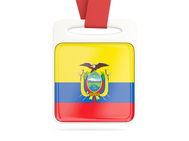 Card with ribbon. Download flag icon of Ecuador at PNG format