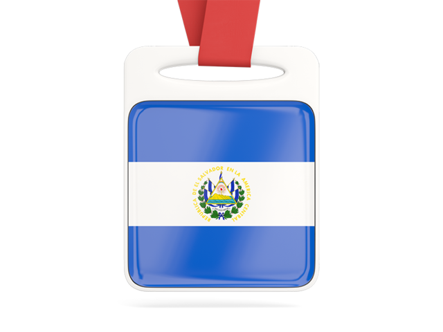 Card with ribbon. Download flag icon of El Salvador at PNG format