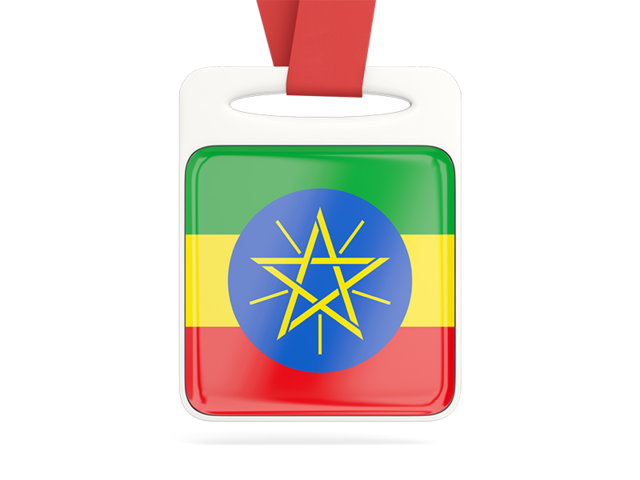 Card with ribbon. Download flag icon of Ethiopia at PNG format