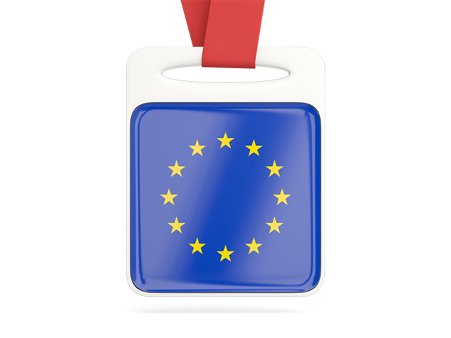 Card with ribbon. Download flag icon of European Union at PNG format