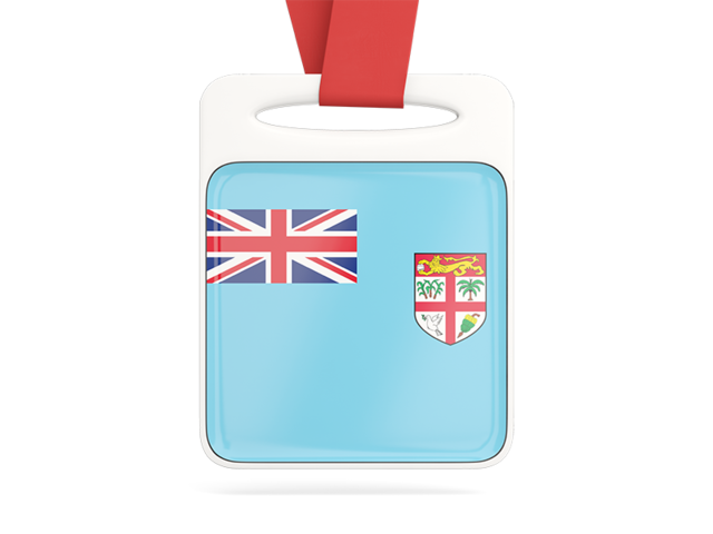 Card with ribbon. Download flag icon of Fiji at PNG format