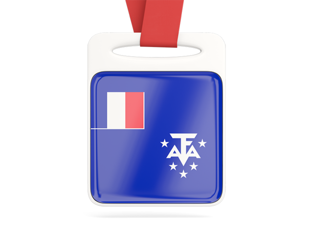 Card with ribbon. Download flag icon of French Southern and Antarctic Lands at PNG format