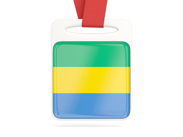 Card with ribbon. Download flag icon of Gabon at PNG format